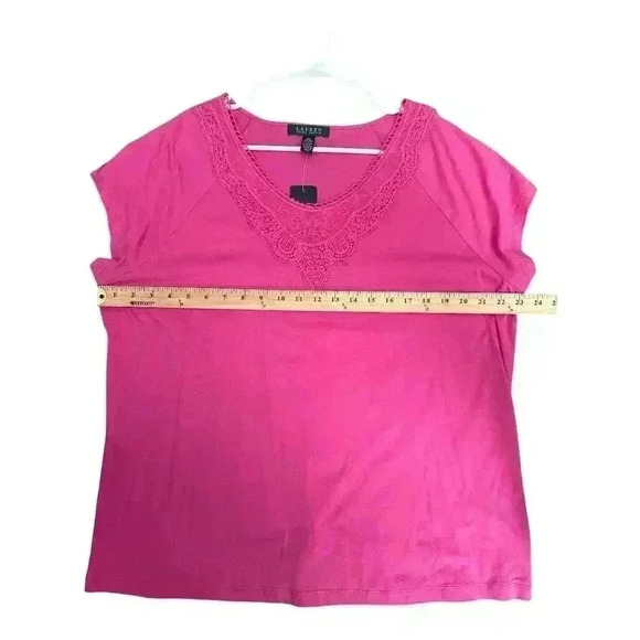 Lauren Ralph Lauren Womens Magenta Peasant Short Sleeve, 2x - Picture 4 of 5
